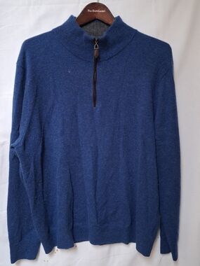 The Cashmere Project Mens Blue 100% Cashmere Quarter Zip Sweater XL